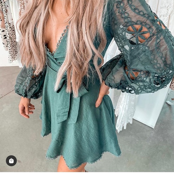 Saints + Secrets Dresses & Skirts - Long sleeves crochet wrap style dress